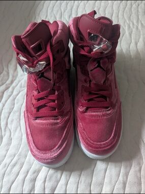 Jordan Women’s Burgundy/Pink Suede High-Top Sneakers
